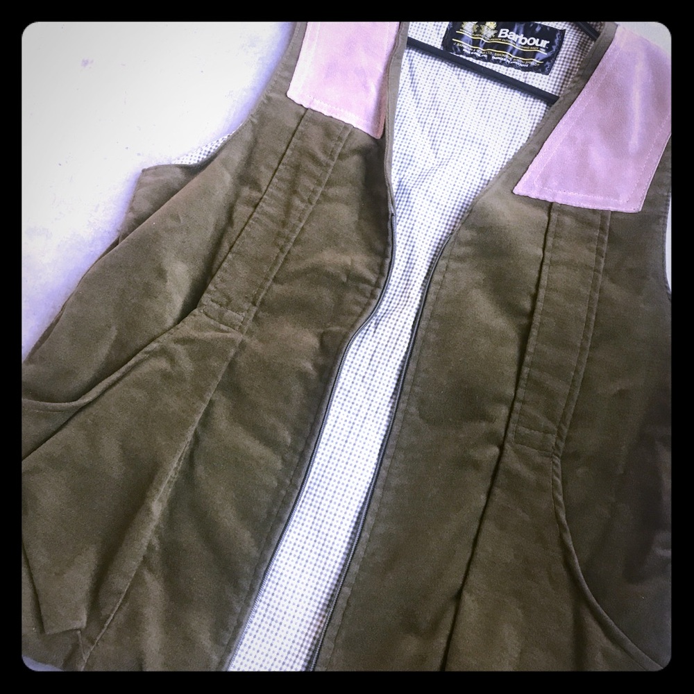 Barbour Olive Green Vest with Tan Accents